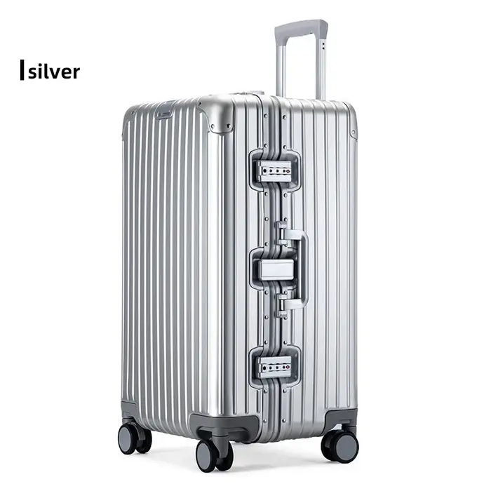 Valise de voyage en alliage aluminium-magnésium, bagage à roulettes, bagage cabine