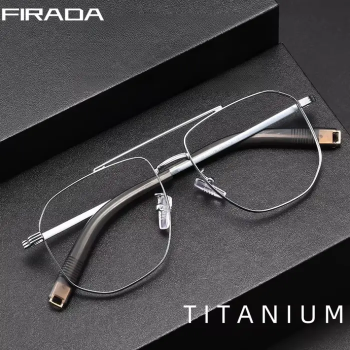 FIRADA mode Double faisceau lunettes Vintage luxe pur titane lunettes optique Prescription Ewewear c