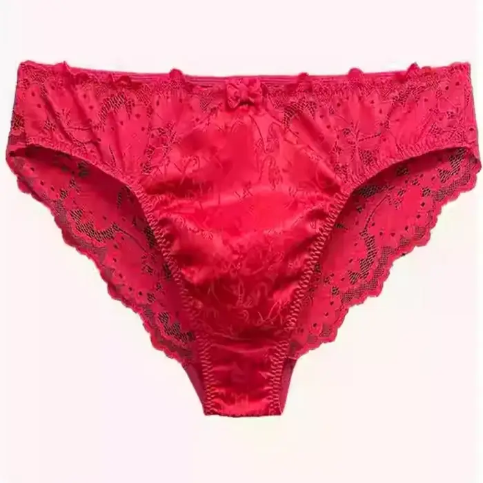 Sous-vêtements Sexy en soie pour hommes, toucher soyeux, soie de mûrier rouge, confortable, taille b