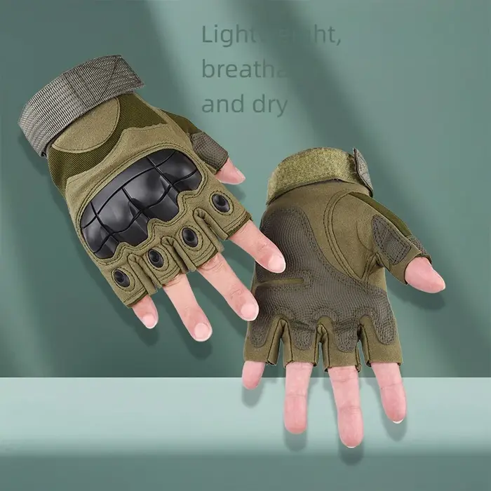 Gants tactiques multi-coques demi-doigts - Airsoft chasse durable anti-dérapant pour cyclisme et randonnée