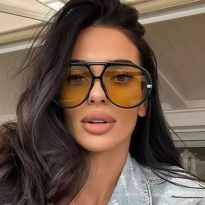 Lunettes de soleil surdimensionnées vintage pour femme - Style punk double branche protection UV chasse randonnée