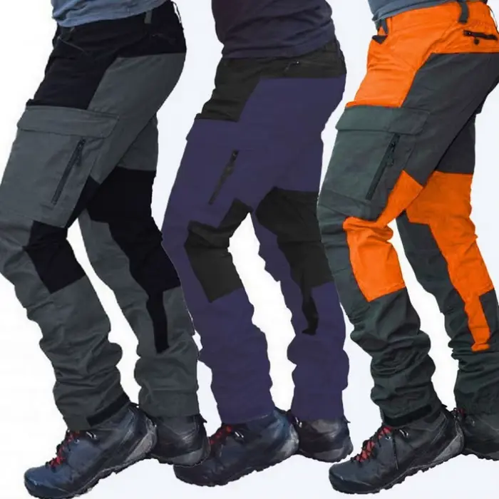 Pantalon cargo homme outdoor multi-poches - Montagne et travail - Coupe colorblock avec fermeture bouton-zipper