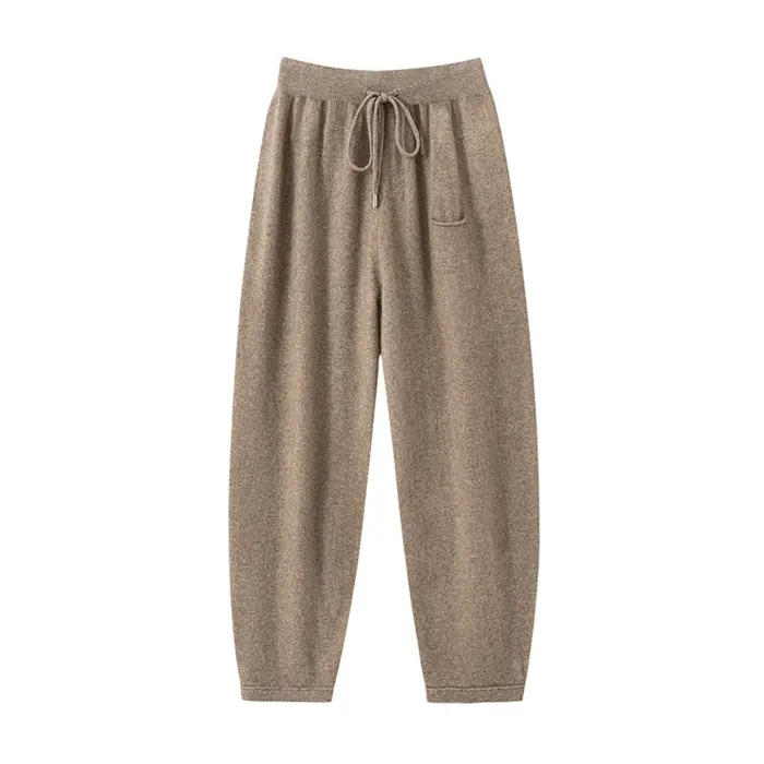 2025 automne hiver femmes 100% cachemire pantalons longs doux confortable taille haute tricoté panta