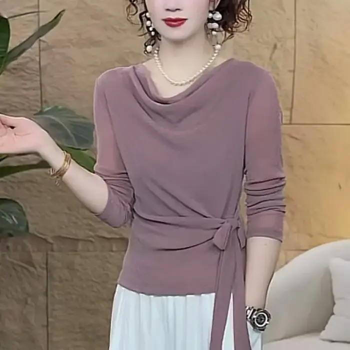 Vêtements pour femmes début automne nouveaux hauts à la mode T-Shirts à bretelles col T-Shirts à man