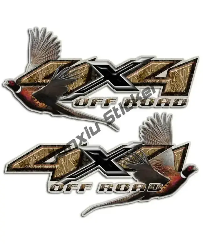 Paquet de 2 autocollants chasse au faisan 4x4 Camouflage camion fusil de chasse oiseau décalcomanie 