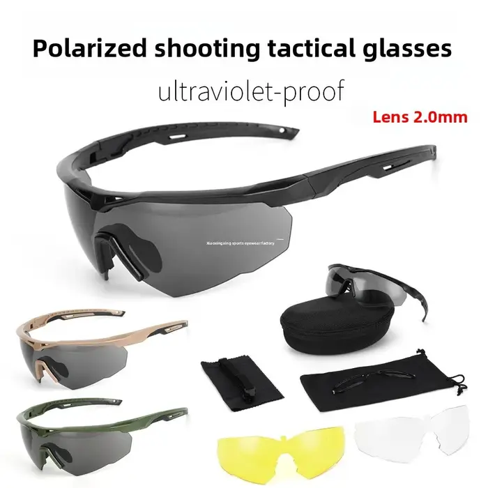 Lunettes tactiques polarisées 3 lentilles - Protection vent/poussière pour escalade et sports extrêmes