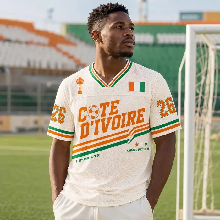 T-shirt de sport respirant style Côte d'Ivoire été 2026, coupe ample, manches courtes, pour adulte e
