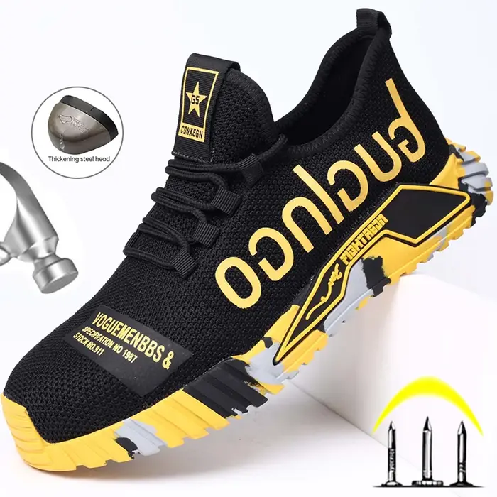 Chaussures de sécurité à la mode avec embout en acier, baskets de travail pour hommes et femmes, bottes de sécurité anti-perforation, 2024