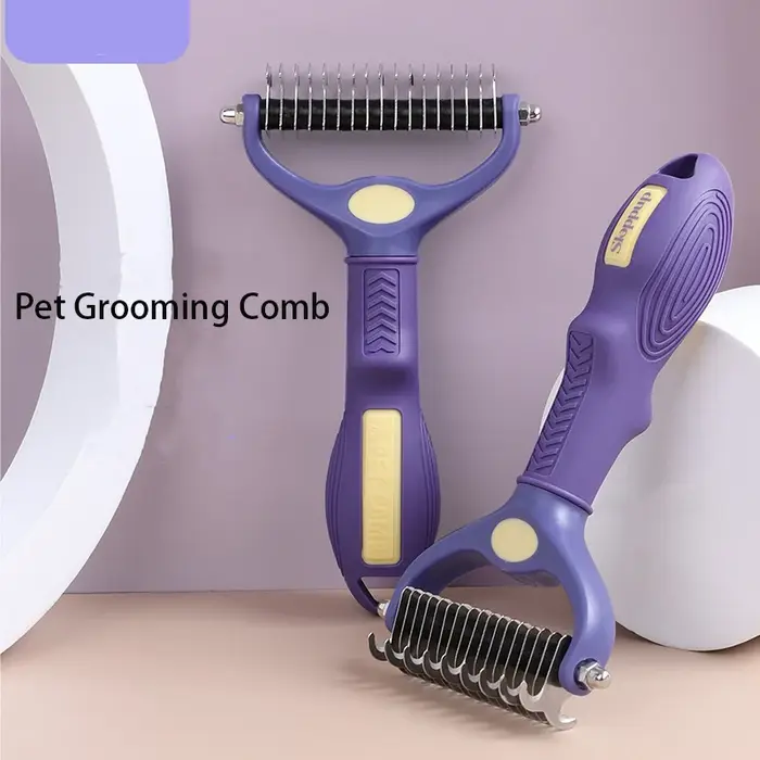 Brosse de toilettage double face pour chiens et chats peigne anti-poils démêlage toilettage animaux de compagnie usage quotidien déplacements compétitions dressage