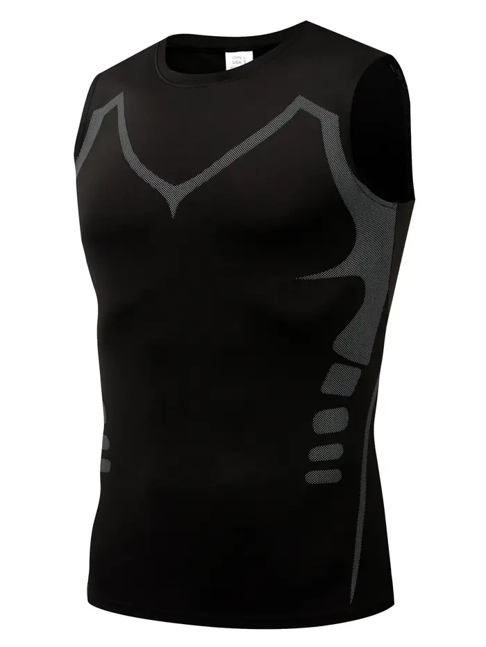 Gilet de sport pour hommes, vêtements de compression de fitness à base respirante à absorption d'hum