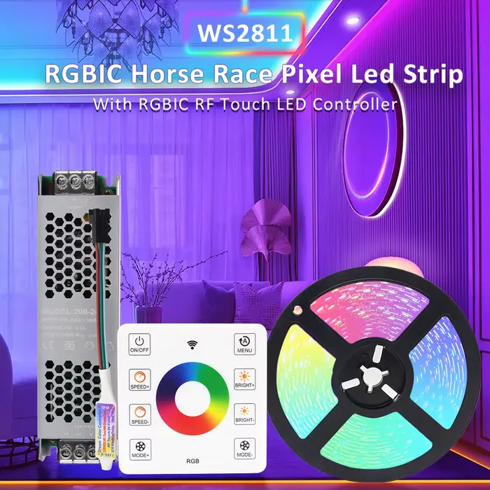 Bandes lumineuses LED RGBIC pour course de chevaux, 5M 10M 20M, 24V WS2811, ruban flexible de pixels
