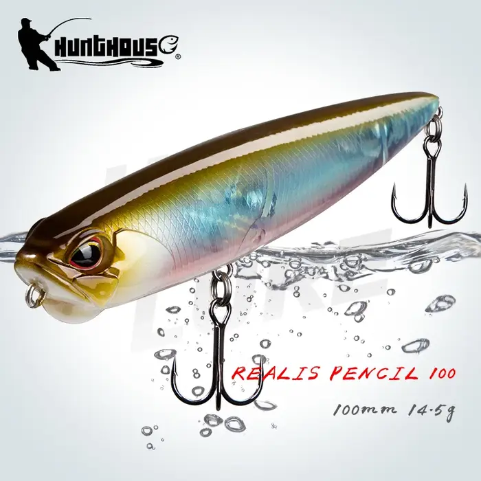 Leurre de pêche à la ligne Hunthouse Realis Pencil Topwater Stickbait 65mm/5.5g 100mm/14.5g flottant