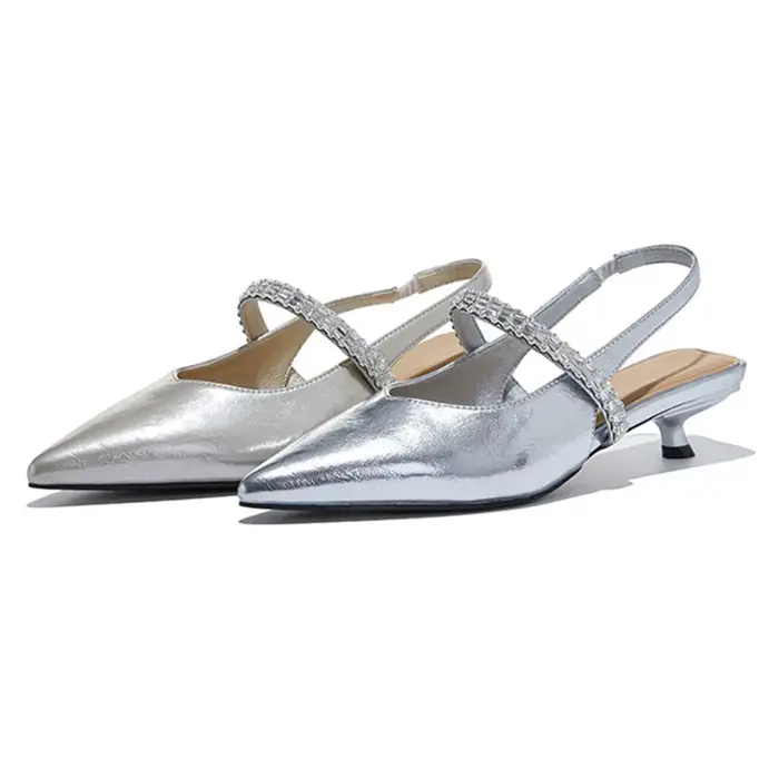 Sandales fermées à talon aiguille et bout pointu pour femme, style Mary Jane, grande taille, avec br