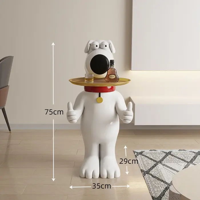 Statue de chien de dessin animé nordique pour la décoration intérieure, grande figurine en résine, s