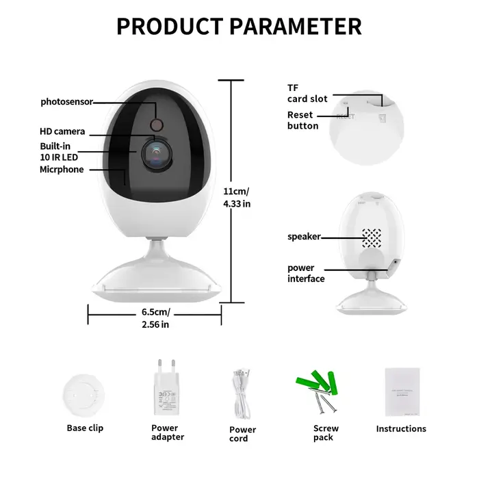 Caméra surveillance WIFI 1080P ICSEE - détection formes humaines audio bidirectionnel pour sécurité