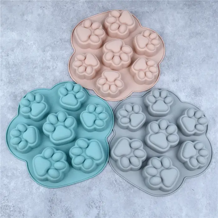 Moule en Silicone pour Patte d'Animal Chien Chat Moule pour Bonbons Fondant Chocolat Gelée Pudding S