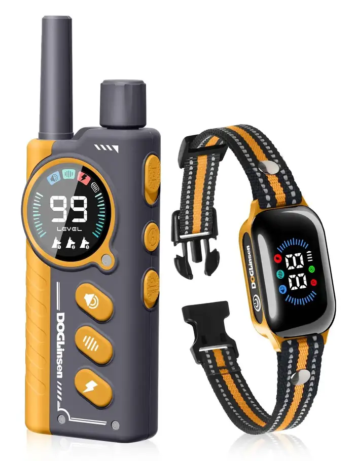 Collier intelligent 2-en-1 anti-aboiement et de dressage pour chiens de toutes tailles, étanche IPX7
