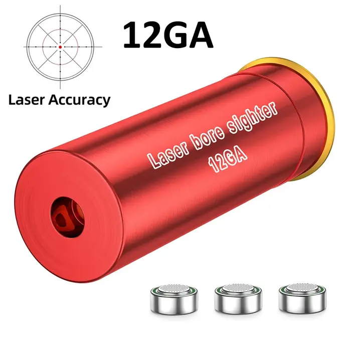Red Laser Bore Sight, Chotgun Hunting Gun, Bore Sight, Red Dot Chamber Boresighter, Cartridge with 2