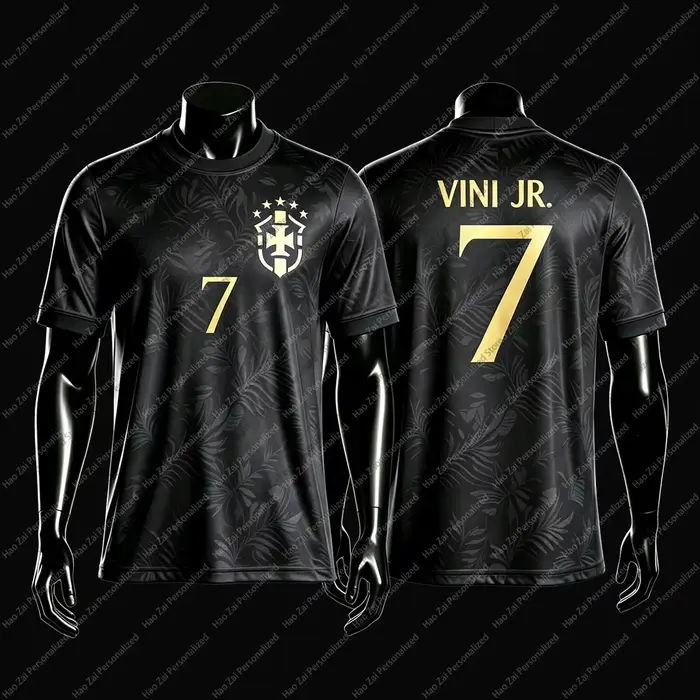 Maillots/T-shirts édition fan de l'équipe nationale du Brésil 2026 : Neymar # 10 Vinícius # 7—Hauts de sport et décontractés pour enfants, adultes, hommes et femmes