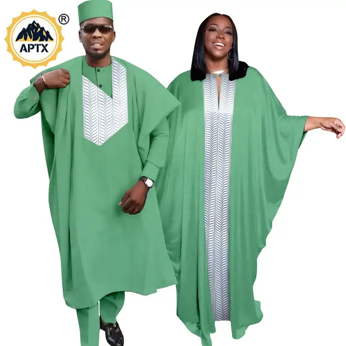 Abaya-Robes Africaines pour Femmes et Hommes, Tenues Assorties, Robes Musulmanes, Ensembles Haut et 