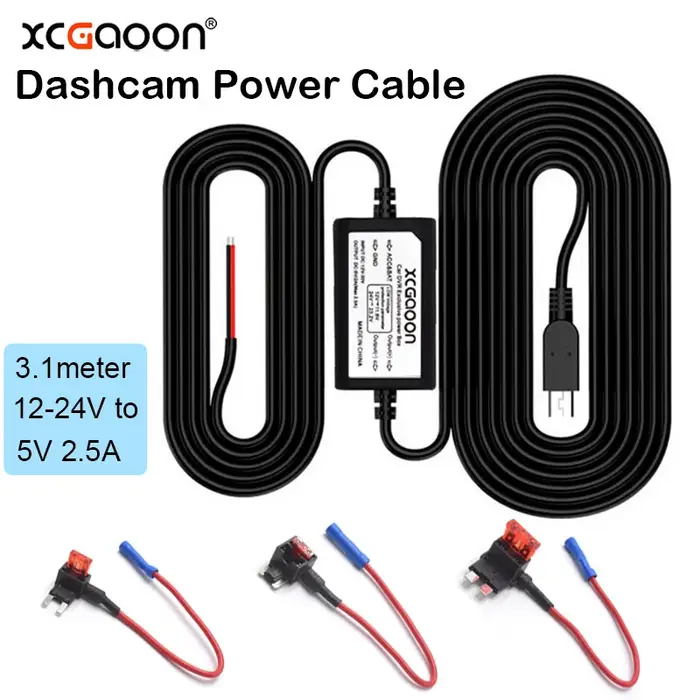 Adaptateur de chargeur de caméra de tableau de bord de voiture, Mini Micro Type C USB 5V 2,5 a, Kit 