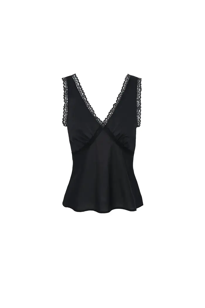 COUCO The Iris Tank Top et pantalon en voile de coton noir