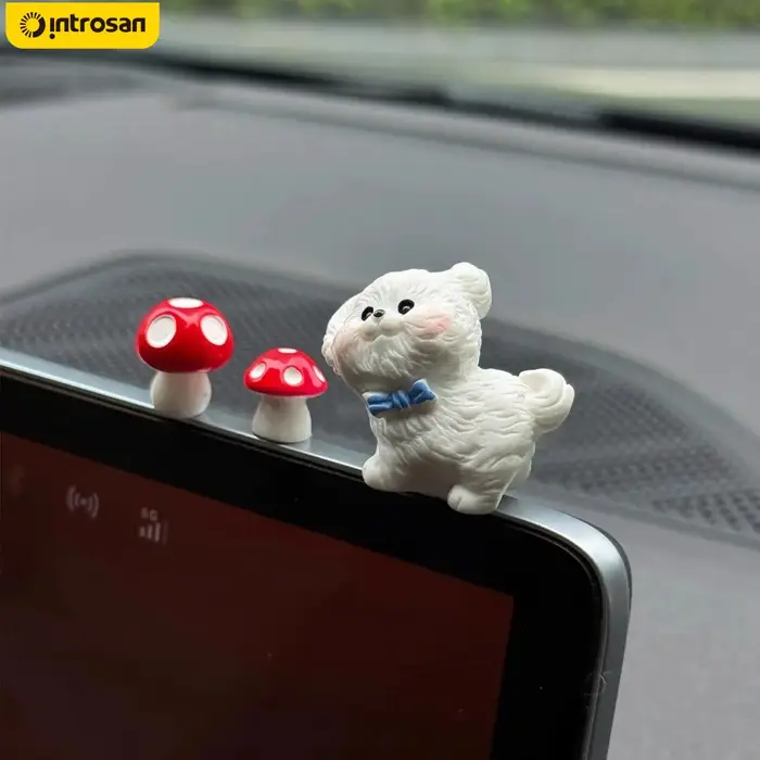 Ornement de voiture en forme de chien blanc mignon, décor amusant anti-Stress pour filles, accessoir