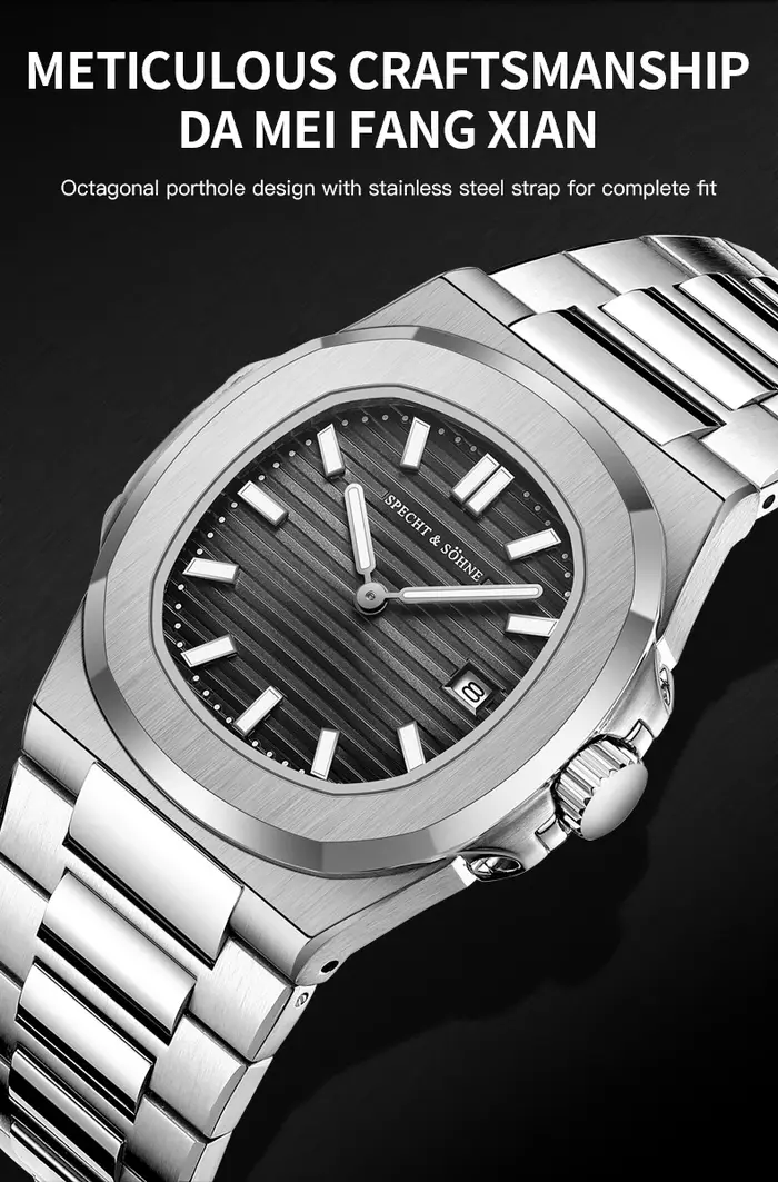 Montre de luxe Specht & Söhne 39MM quartz homme slim cristal saphir étanche 50M montre classique 5711