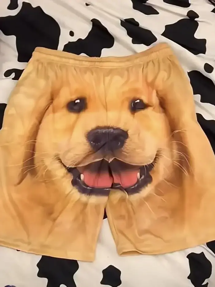 Pantalon de plage décontracté avec tête de chien Golden Retriever, imprimé en 3D, drôle, pour hommes