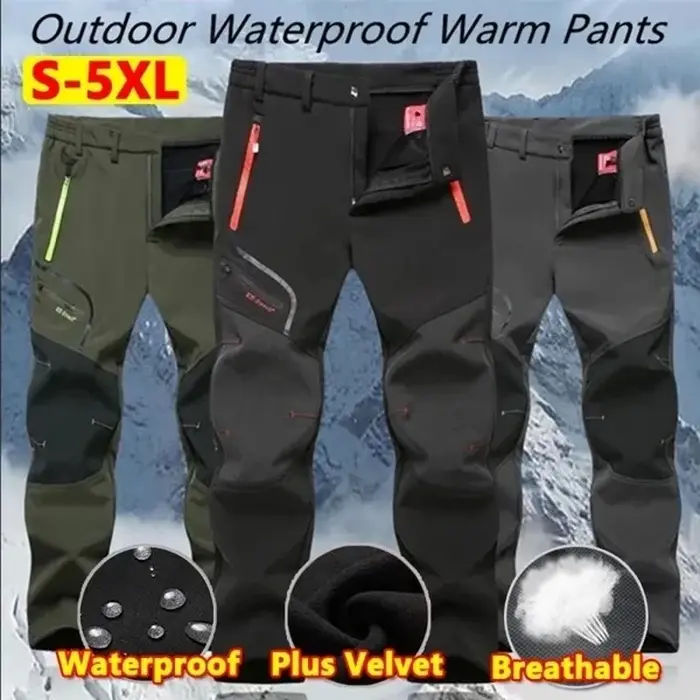 Pantalon homme imperméable randonnée pêche 2 styles fin/épais softshell polaire cargo outdoor