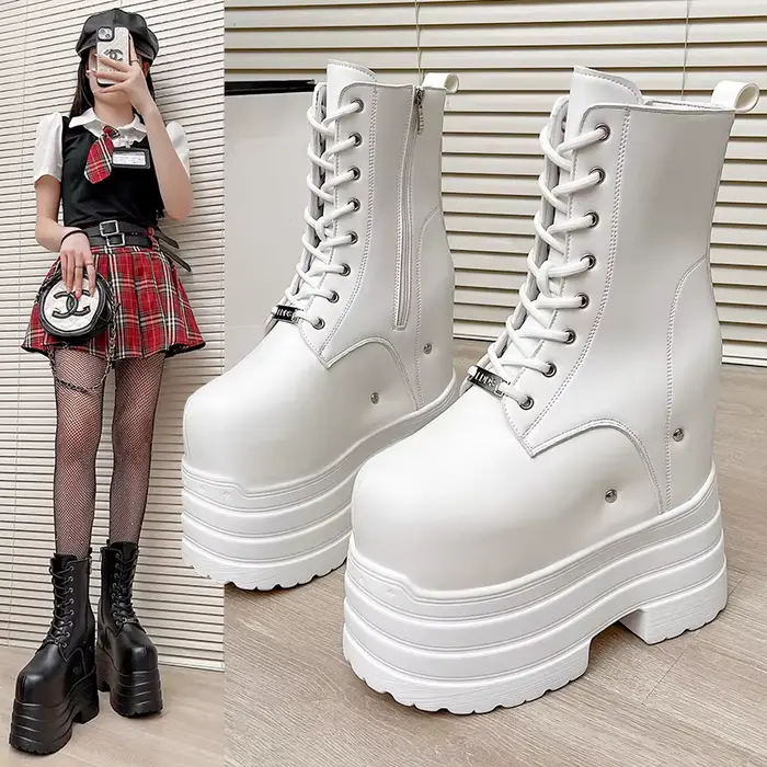 Talons Ultra hauts ~ bottes rehaussantes de 24cm pour femmes, nouvelles bottes courtes de grande tai