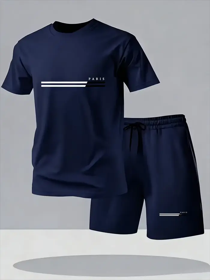 Ensemble T-shirt et Short Respirant Polyester Décontracté pour Homme et Femme Occasions Estivales