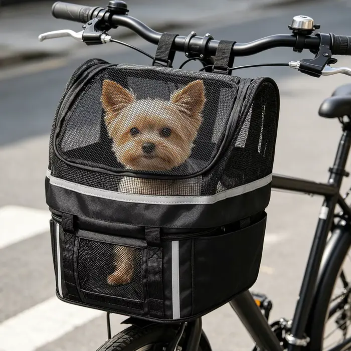 Panier de vélo pour chien avec fenêtre, support de guidon pour animaux de compagnie, petit panier de