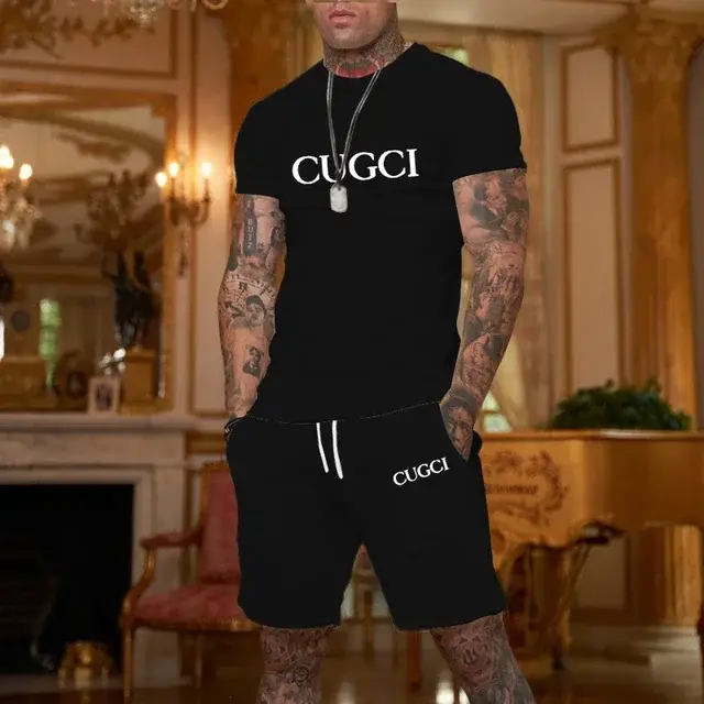 Ensemble sportif décontracté pour homme, t-shirt et short à manches courtes, tendance et à la mode, 