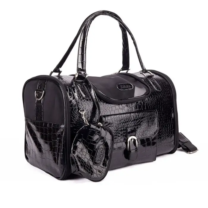 Pochette porte-chien en cuir élégante pour petits chiens comme le Chihuahua, idéal pour promenades, voyages en voiture et visites vétérinaires, design moderne et pratique