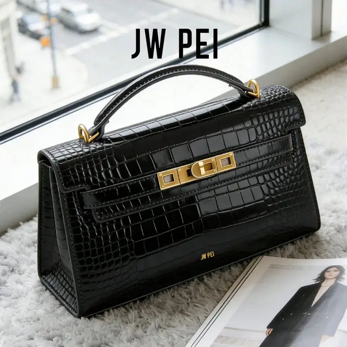 Sac à main de luxe en cuir et tissé avec boucle métallique vintage, poignée courte élégante, sac fou