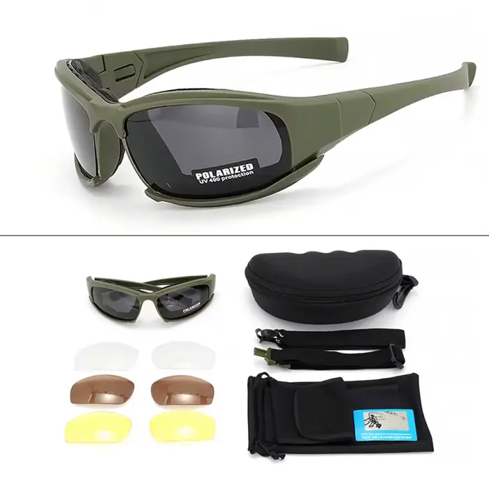 Lunettes tactiques 4 verres polarisées anti-vent et poussière pour sports extrêmes extérieurs