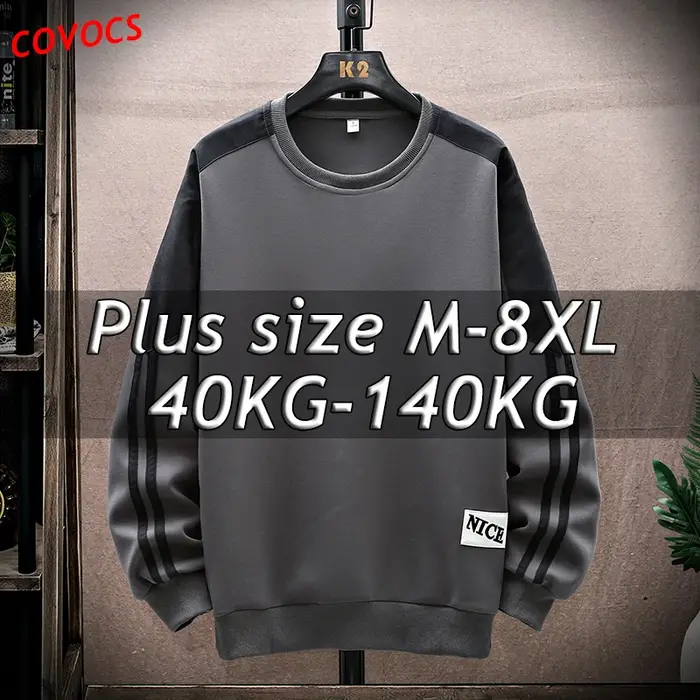 Pull à manches longues de grande taille pour hommes, col rond, sports d'automne, marque de mode Hong Kong, pull At M-8XL vêtements pour hommes