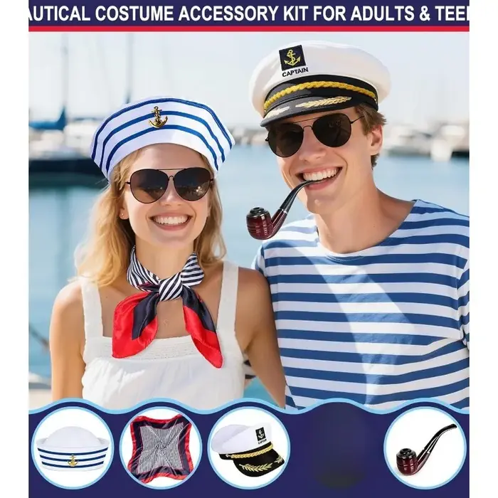 Chapeau de marin pour adultes – Accessoire de costume de capitaine pour hommes et femmes