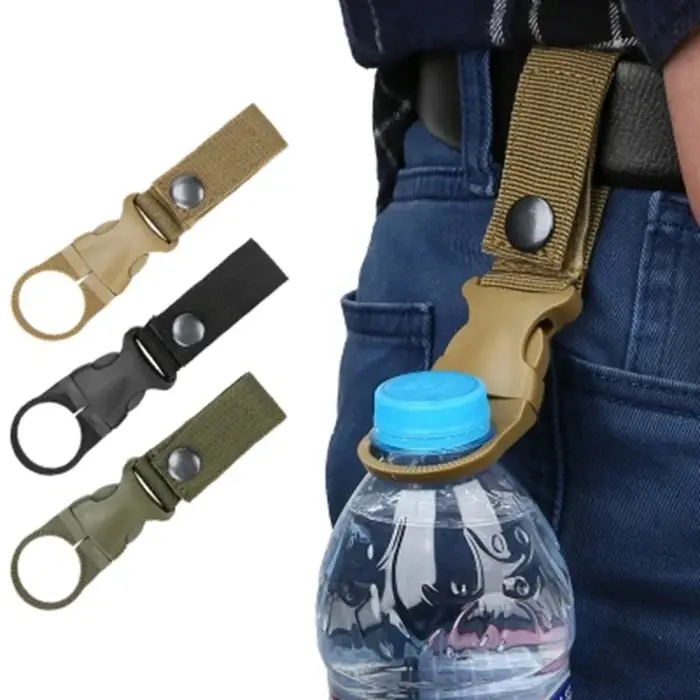 Mousqueton de fixation pour bouteille d'eau d'extérieur, en sangle nylon, pour ceinture, sac à dos, 