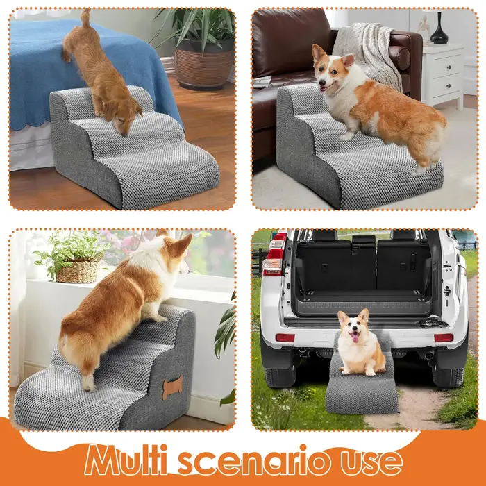 Rampe d'accès pour chiens, escalier pour animaux de compagnie, poignée en os, pour chiots, à côté du canapé, du lit, pour protéger les articulations des chiens âgés