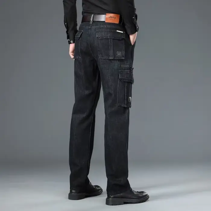 Pantalon cargo en denim multi-poches pour hommes, jean droit décontracté épais, surintendant ser, gr