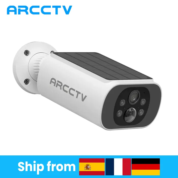 Caméra solaire extérieure ARCCTV 4MP sans fil détection humaine vision nocturne couleur audio bidirectionnel