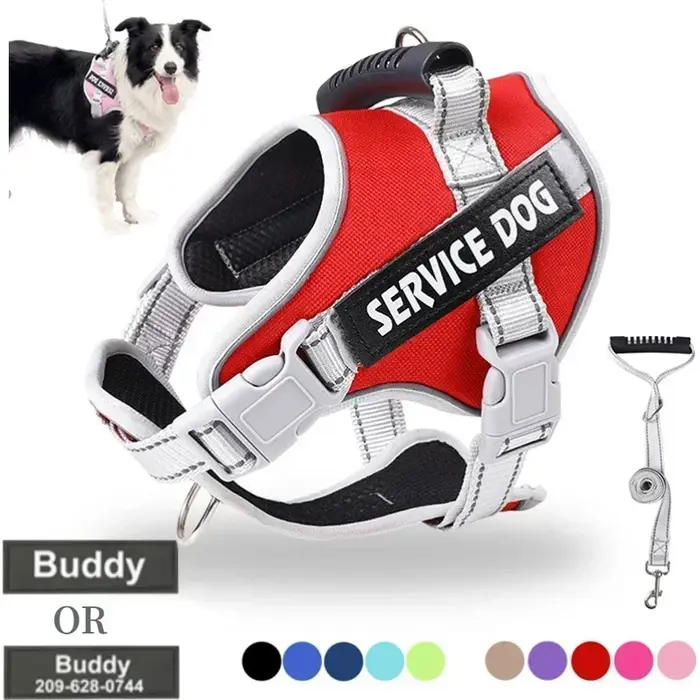 Harnais de Service pour chien avec étiquette d'identification personnalisée