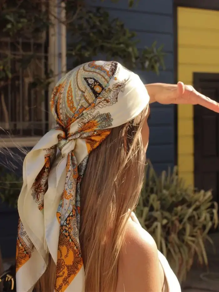 Foulard en Soie Satinée Printemps 2026 pour Femme – Élégant Foulard Floral, Bandana et Bandeau pour 