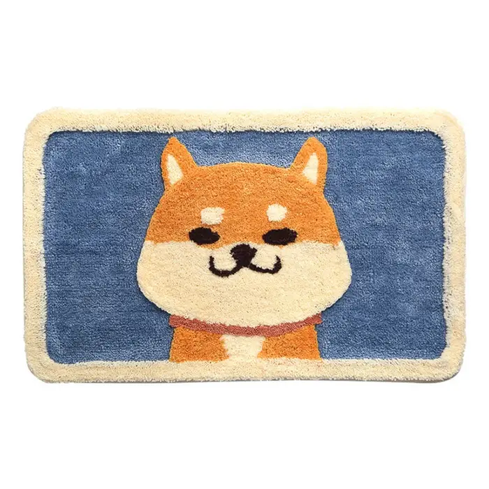 Tapis de sol 5D Akita Inu en imitation cachemire, motif animal mignon et apaisant, pour salle de bai