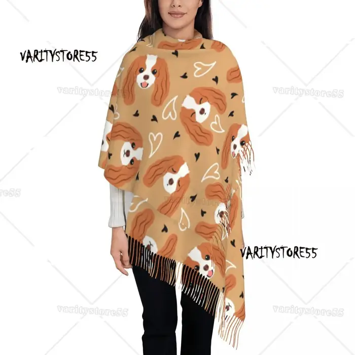 Écharpes épagneul Cavalier King Charles pour femmes, long, hiver, automne, optique, chaud, gland, ch