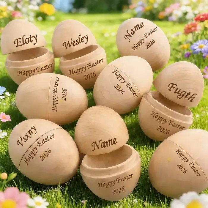 Œuf en bois personnalisé unique pour enfants accessoire de chasse aux œufs de Pâques artisanat en bois durable ornement décoration de maison idées cadeaux naissance anniversaire occasions spéciales