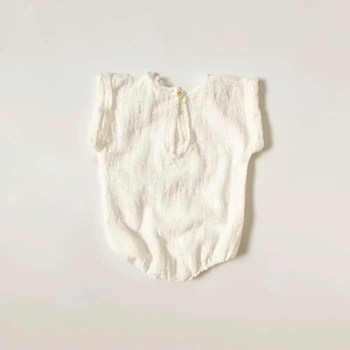 Barboteuse de photographie pour nouveau-né, bouton en lin blanc, manches courtes, accessoires Photo 