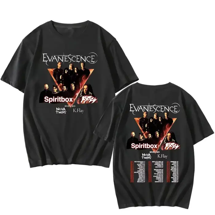 T-shirt EVANESCENCE Tour 2026 Heavy Metal Mode Unisexe Streetwear Hommes Femmes Vêtements Hip Hop Co